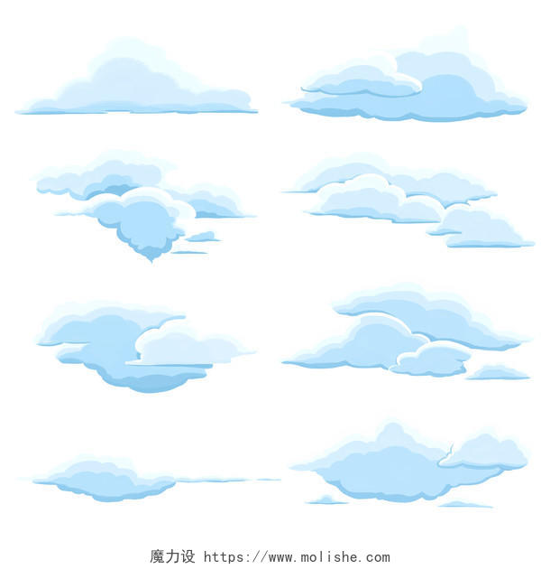 云彩云朵简约漂浮白云PNG素材卡通手绘天空云元素